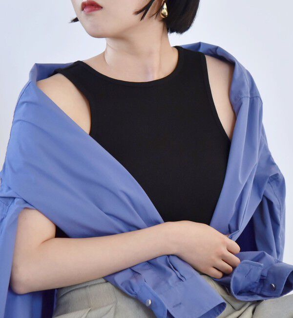 quaranciel「quaranciel:〈洗濯機可能〉カップ付き アメリカンスリーブ リブ タンクトップ」|インナー|