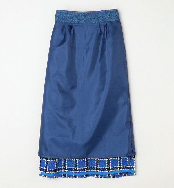 quaranciel「quaranciel: ブルー ツイード チェック Iライン スカート（セットアップ対応）」|スカート|