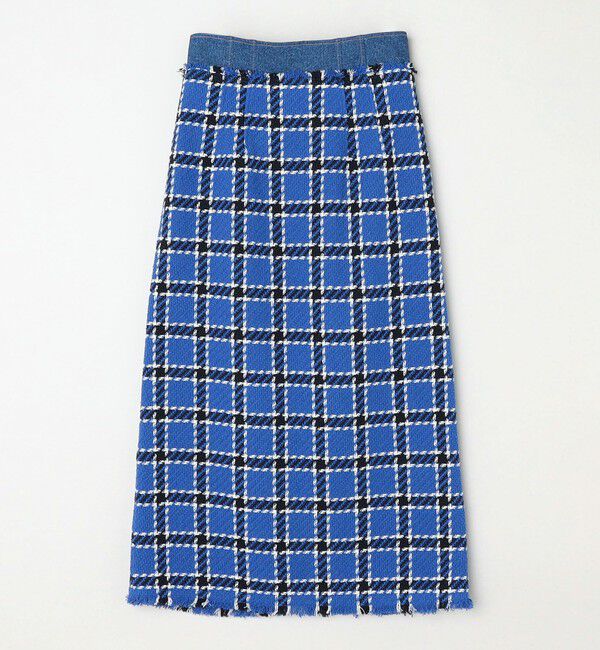 quaranciel「quaranciel: ブルー ツイード チェック Iライン スカート（セットアップ対応）」|スカート|