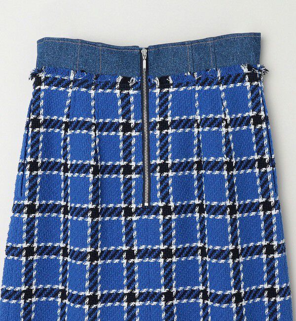 quaranciel「quaranciel: ブルー ツイード チェック Iライン スカート（セットアップ対応）」|スカート|
