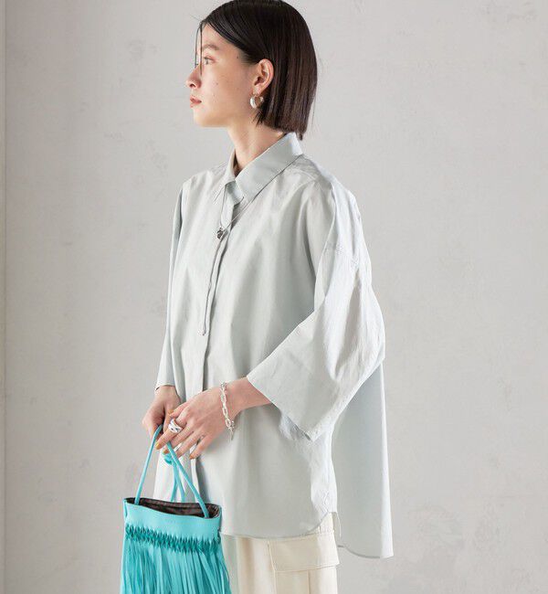 SHIPS for women「SHIPS Primary Navy Label:〈手洗い可能〉レギュラー カラー ワイド シャツ」|シャツ・ブラウス|