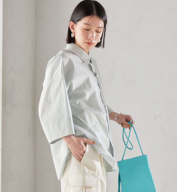 SHIPS for women「SHIPS Primary Navy Label:〈手洗い可能〉レギュラー カラー ワイド シャツ」|シャツ・ブラウス|