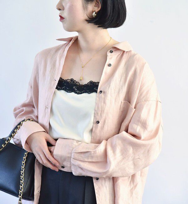 quaranciel「quaranciel:〈洗濯機可能〉サテン レース キャミソール」|シャツ・ブラウス|ナチュラル