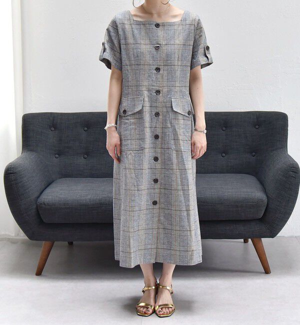 quaranciel「quaranciel:〈洗濯機可能〉コットン リネン サファリ ロング ワンピース」|ワンピース|