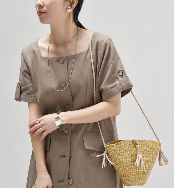 quaranciel「quaranciel:〈洗濯機可能〉コットン リネン サファリ ロング ワンピース」|ワンピース|