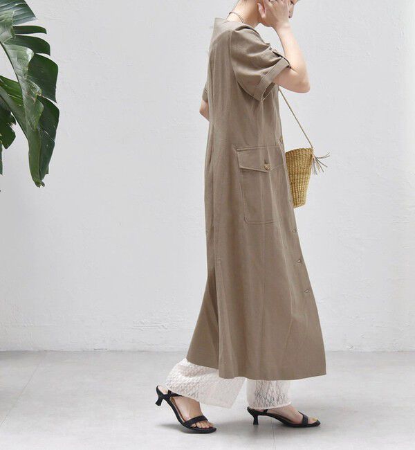 quaranciel「quaranciel:〈洗濯機可能〉コットン リネン サファリ ロング ワンピース」|ワンピース|