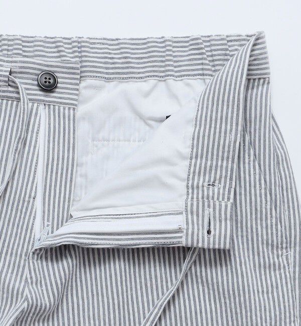 SHIPS「SHIPS:〈手洗い可能/セットアップ対応〉サフィラン リネン ソロ サッカー パンツ」|スラックス|