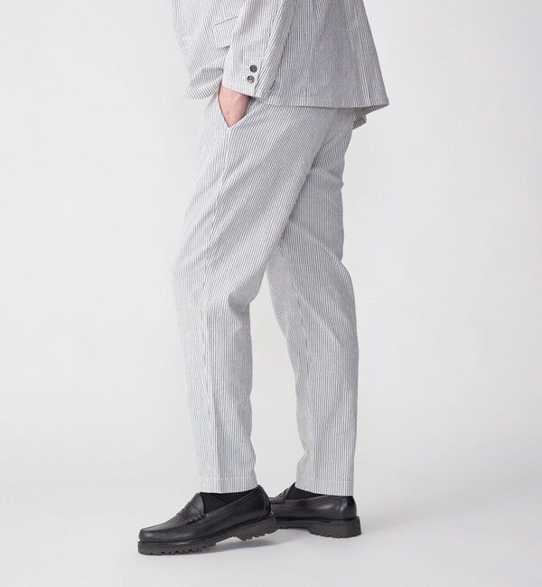 SHIPS「SHIPS:〈手洗い可能/セットアップ対応〉サフィラン リネン ソロ サッカー パンツ」|スラックス|