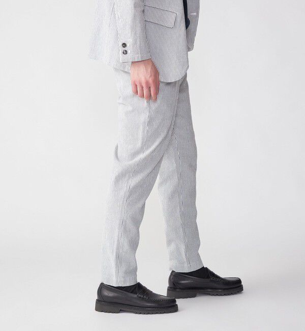 SHIPS「SHIPS:〈手洗い可能/セットアップ対応〉サフィラン リネン ソロ サッカー パンツ」|スラックス|