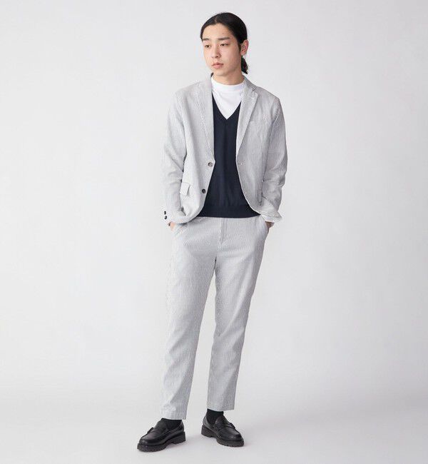 SHIPS「SHIPS:〈手洗い可能/セットアップ対応〉サフィラン リネン ソロ サッカー パンツ」|スラックス|