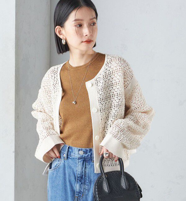 SHIPS for women「〈手洗い可能〉透かし編み 2WAY ニット ジャケット」|カーディガン|ホワイト系