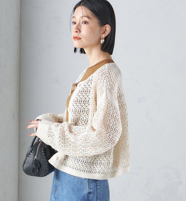 SHIPS for women「〈手洗い可能〉透かし編み 2WAY ニット ジャケット」|カーディガン|