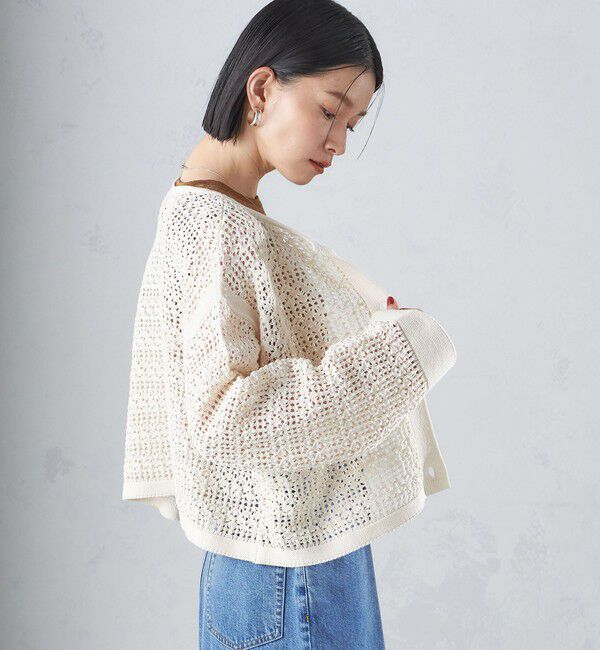 SHIPS for women「〈手洗い可能〉透かし編み 2WAY ニット ジャケット」|カーディガン|