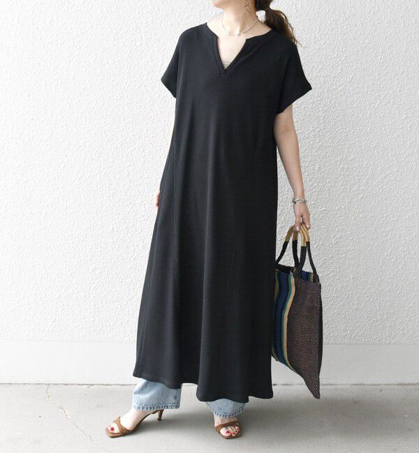 SHIPS any「SHIPS any:〈洗濯機可能〉ワッフル スキッパー Aライン ワンピース」|ワンピース|