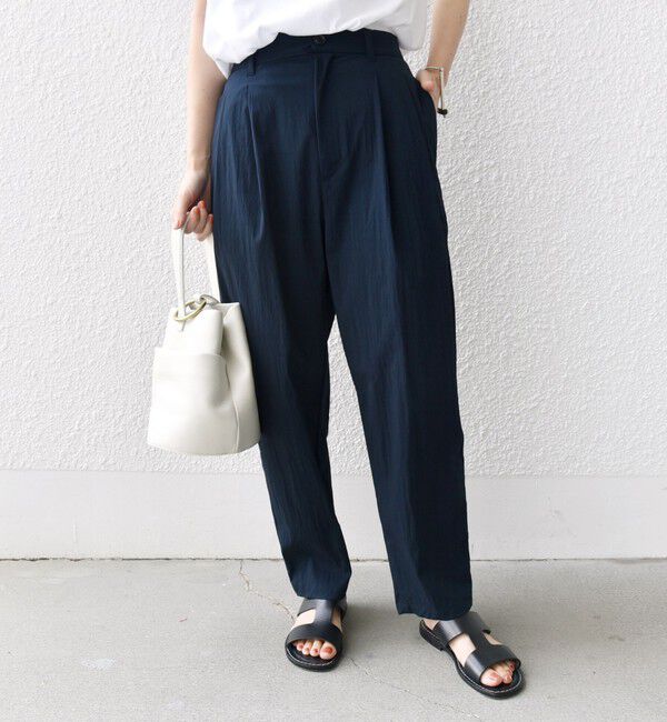 SHIPS for women「〈手洗い可能〉コットン ナイロン タック パンツ」|その他|ネイビー