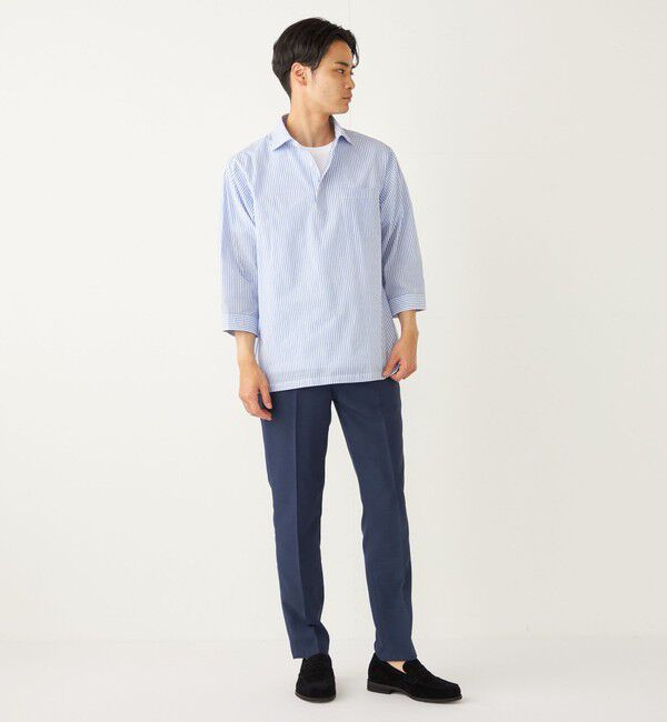 SHIPS Colors 「SHIPS Colors:〈洗濯機可能〉シアーサッカー スキッパー 7分袖 シャツ」|シャツ・ブラウス|