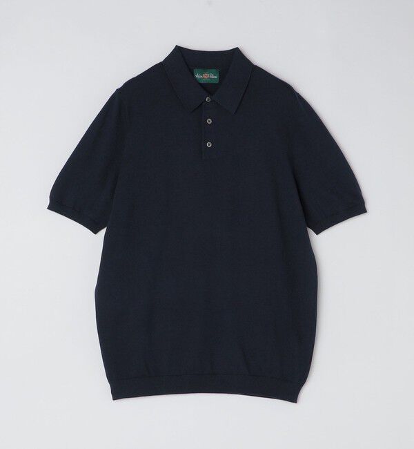 SHIPS「ALANPAINE: 14ゲージ コットン ニット ポロシャツ」|ポロシャツ|ネイビー