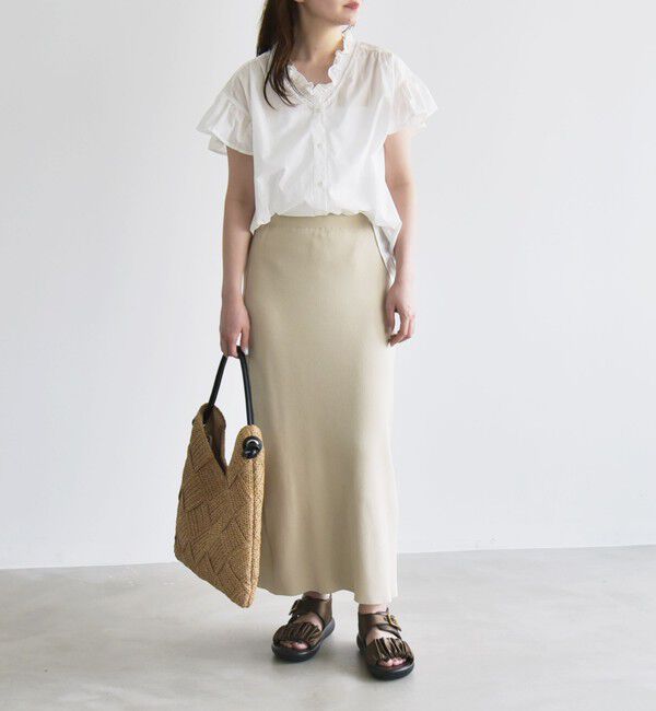 quaranciel「quaranciel:〈手洗い可能〉コットン フリルネック フレアスリーブ ブラウス」|シャツ・ブラウス|