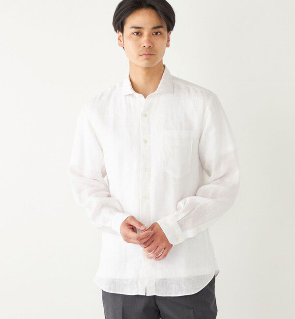 SHIPS Colors 「SHIPS Colors:〈洗濯機可能〉リネン セミワイドカラー シャツ」|シャツ・ブラウス|