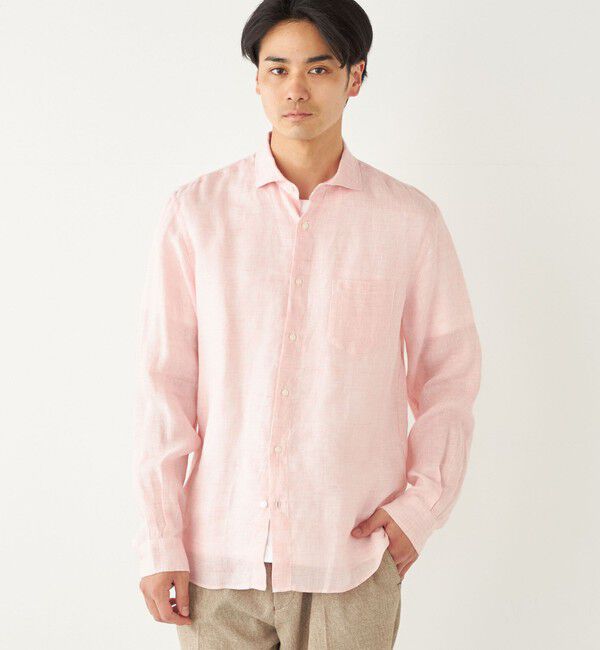 SHIPS Colors 「SHIPS Colors:〈洗濯機可能〉リネン セミワイドカラー シャツ」|シャツ・ブラウス|