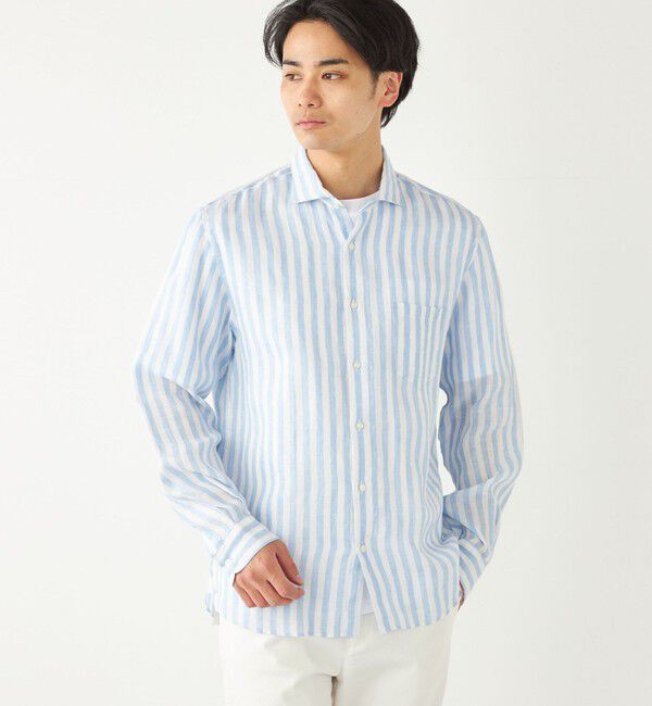 SHIPS Colors 「SHIPS Colors:〈洗濯機可能〉リネン セミワイドカラー シャツ」|シャツ・ブラウス|