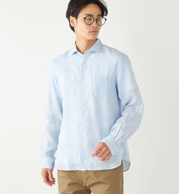 SHIPS Colors 「SHIPS Colors:〈洗濯機可能〉リネン セミワイドカラー シャツ」|シャツ・ブラウス|