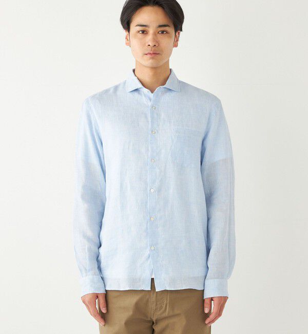 SHIPS Colors 「SHIPS Colors:〈洗濯機可能〉リネン セミワイドカラー シャツ」|シャツ・ブラウス|