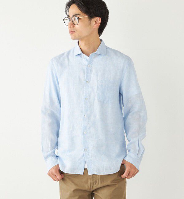 SHIPS Colors 「SHIPS Colors:〈洗濯機可能〉リネン セミワイドカラー シャツ」|シャツ・ブラウス|