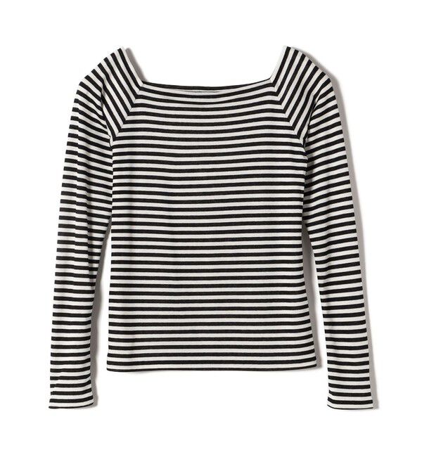 SHIPS for women「Onit:〈手洗い可能〉ハーフ ミラノリブ ボーダー オフショルダー」|Tシャツ・カットソー|ホワイト