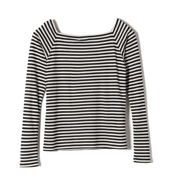 SHIPS for women「Onit:〈手洗い可能〉ハーフ ミラノリブ ボーダー オフショルダー」|Tシャツ・カットソー|