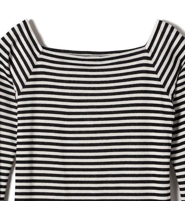 SHIPS for women「Onit:〈手洗い可能〉ハーフ ミラノリブ ボーダー オフショルダー」|Tシャツ・カットソー|