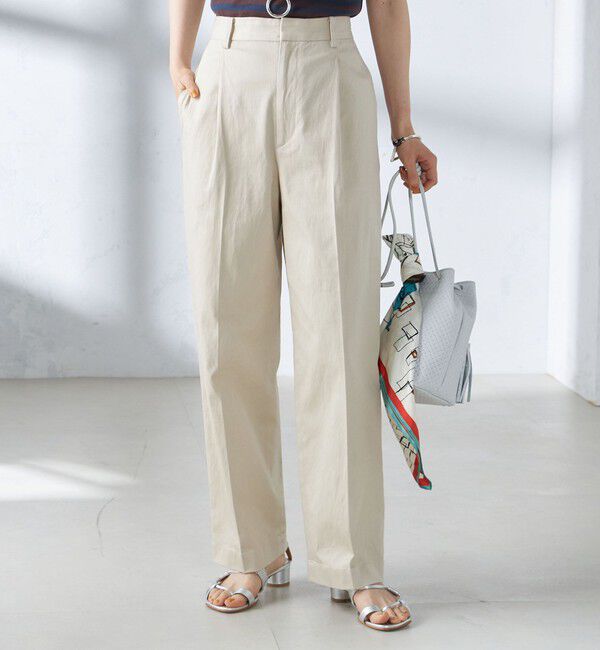 SHIPS for women「〈手洗い可能〉ストレッチ チノ タック パンツ」|チノ|