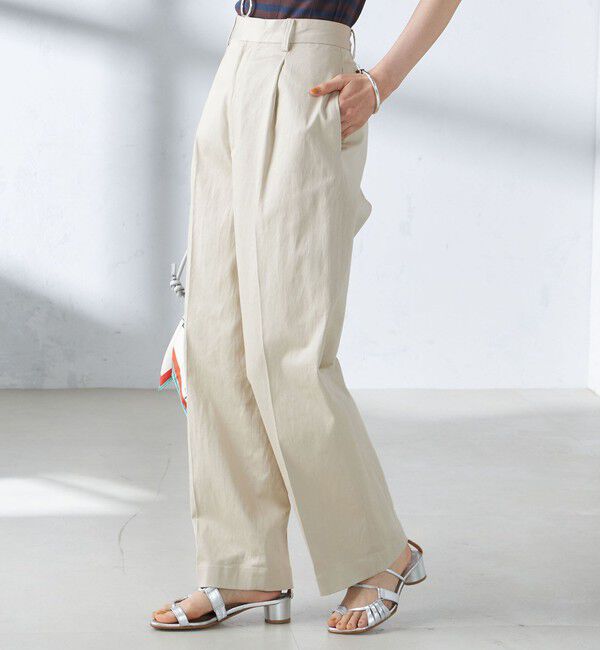 SHIPS for women「〈手洗い可能〉ストレッチ チノ タック パンツ」|チノ|