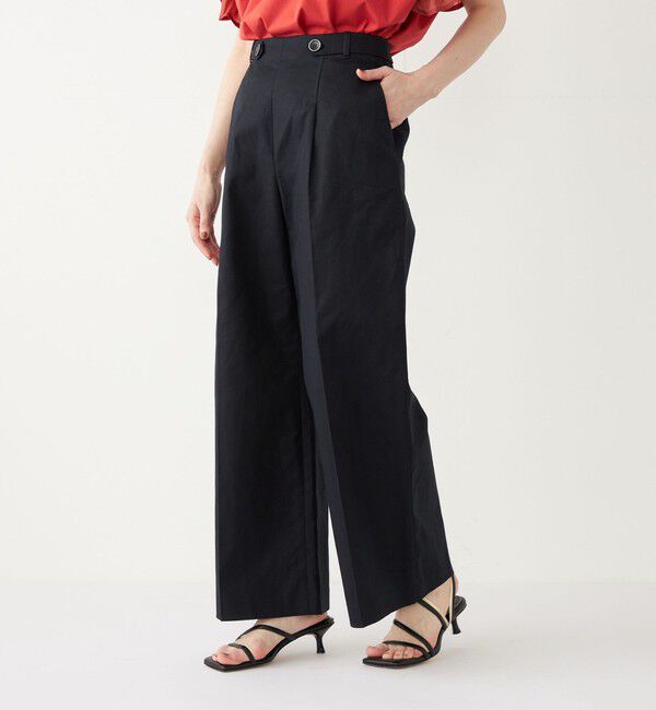 SHIPS Colors 「SHIPS Colors:〈手洗い可能〉コットンリネン ボタン ワイド パンツ」|その他|ネイビー