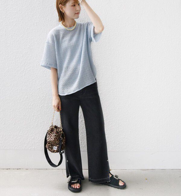 SHIPS for women「〈手洗い可能〉ランダム ブルーゼ ショート スリーブ プルオーバー」|Tシャツ・カットソー|