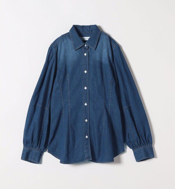 quaranciel「quaranciel:〈洗濯機可能〉デニム ボリュームスリーブ ウエストシェイプ シャツ」|シャツ・ブラウス|