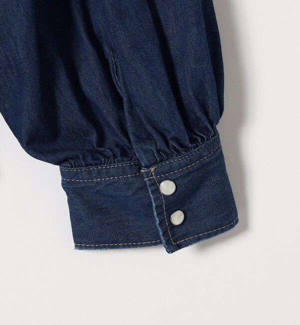 quaranciel「quaranciel:〈洗濯機可能〉デニム ボリュームスリーブ ウエストシェイプ シャツ」|シャツ・ブラウス|