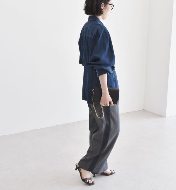 quaranciel「quaranciel:〈洗濯機可能〉デニム ボリュームスリーブ ウエストシェイプ シャツ」|シャツ・ブラウス|