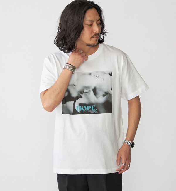SHIPS「BENCH MARKING SHIRT: フラワー フォト プリント Tシャツ」|Tシャツ・カットソー|ライトグリーン