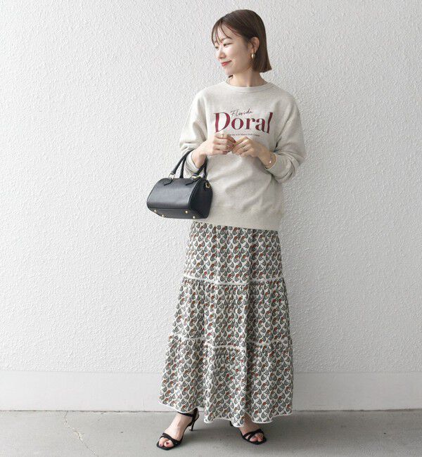 SHIPS any「SHIPS any:〈手洗い可能〉リーフ プリント ハシゴレース ティアード スカート」|スカート|