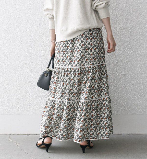 SHIPS any「SHIPS any:〈手洗い可能〉リーフ プリント ハシゴレース ティアード スカート」|スカート|