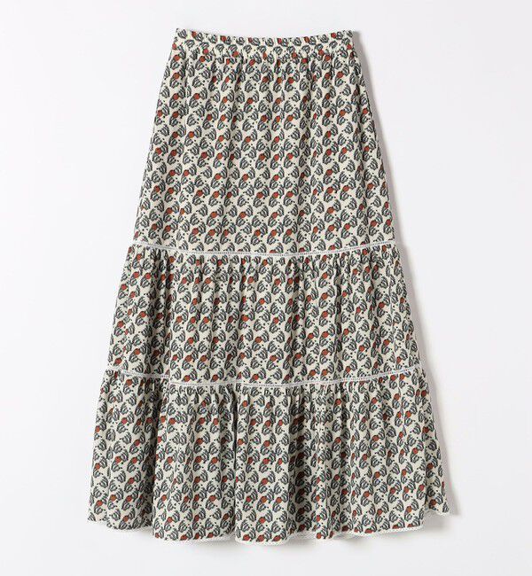 SHIPS any「SHIPS any:〈手洗い可能〉リーフ プリント ハシゴレース ティアード スカート」|スカート|