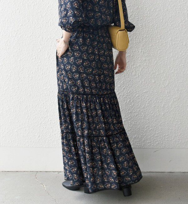 SHIPS any「SHIPS any:〈手洗い可能〉リーフ プリント ハシゴレース ティアード スカート」|スカート|