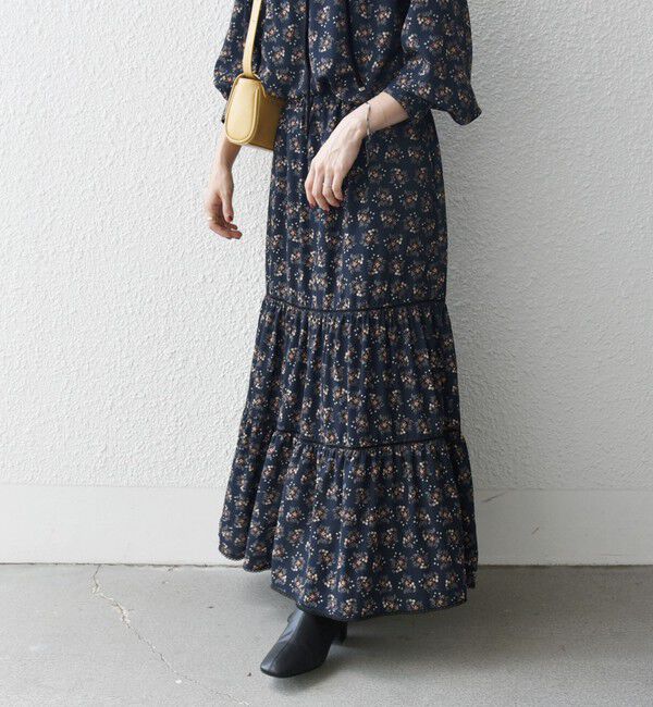 SHIPS any「SHIPS any:〈手洗い可能〉リーフ プリント ハシゴレース ティアード スカート」|スカート|