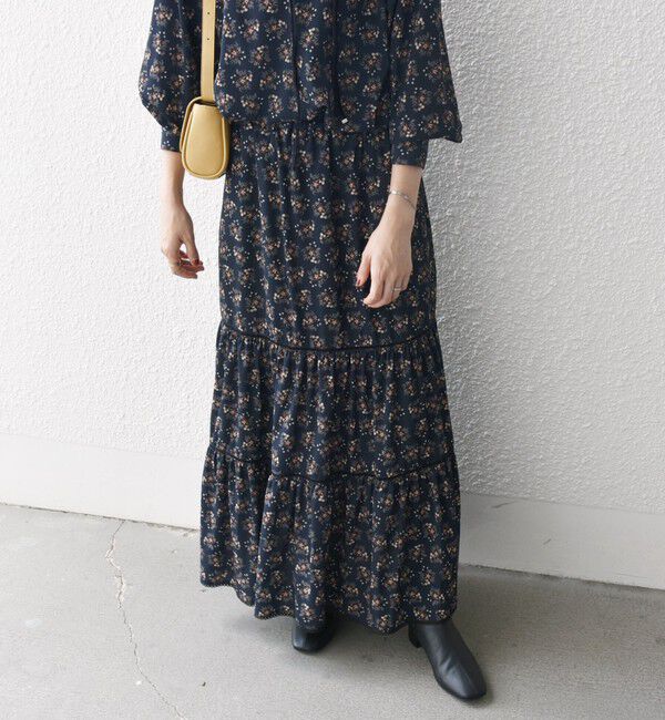 SHIPS any「SHIPS any:〈手洗い可能〉リーフ プリント ハシゴレース ティアード スカート」|スカート|