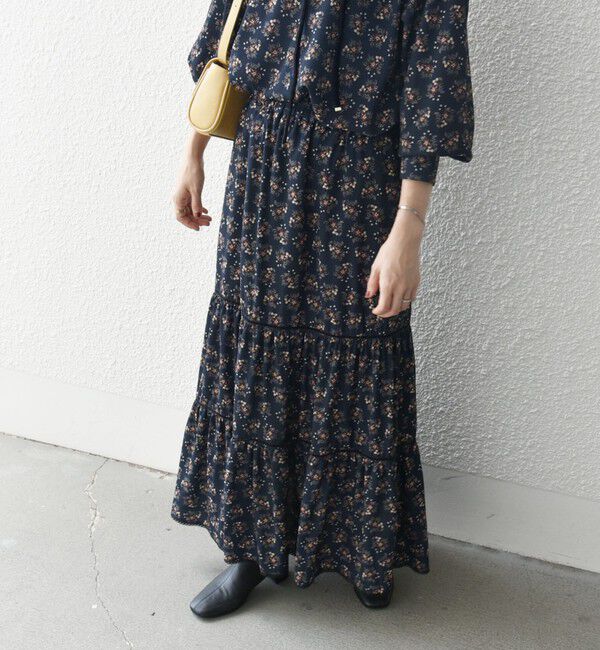 SHIPS any「SHIPS any:〈手洗い可能〉リーフ プリント ハシゴレース ティアード スカート」|スカート|