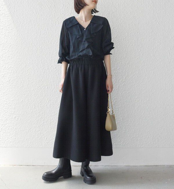 SHIPS any「SHIPS any:〈洗濯機可能〉ウールライク ギャザー キュロット パンツ」|キュロット|