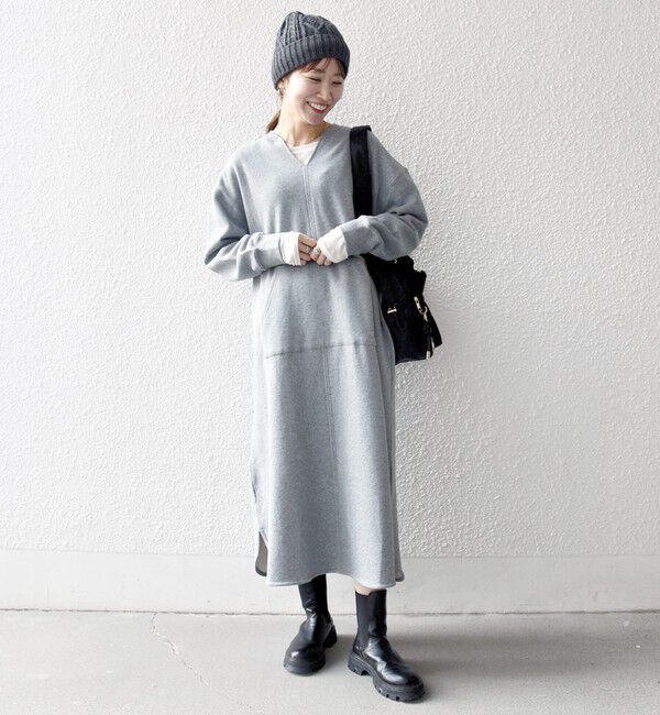 SHIPS any「【WEB限定】SHIPS any: USA コットン 裏起毛 ポケット スウェット ワンピース」|ワンピース|