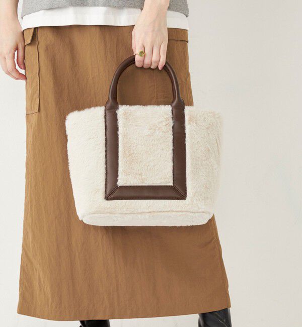 SHIPS Colors 「SHIPS Colors:フェイクファー 配色 トート バッグ◇」|トートバッグ|オフホワイト