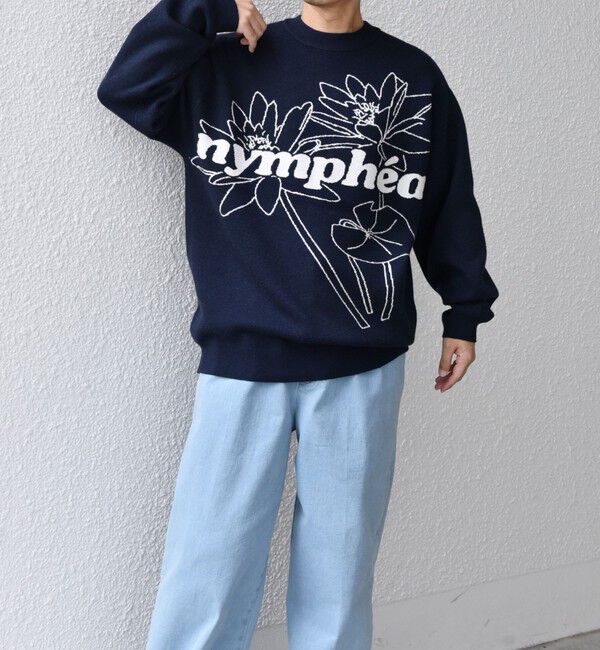 SHIPS any「SHIPS any: 〈手洗い可能〉フラワー ダブルジャガード プルオーバー ニット◇」|ニット・セーター|ネイビー